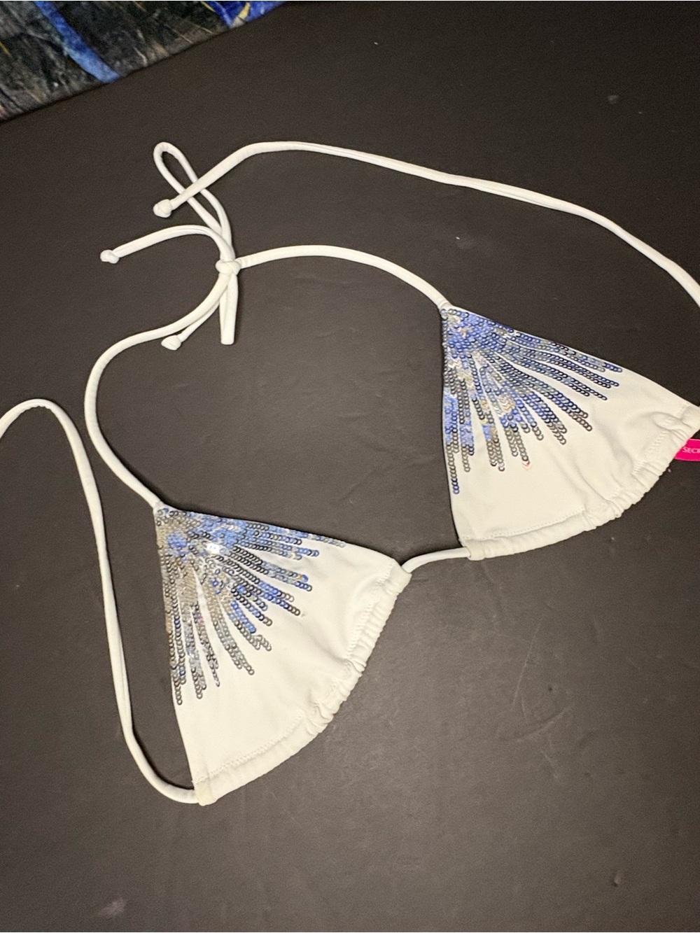 5/$25 Victoria’s Secret Bikini Top White
Silver Sequins Small